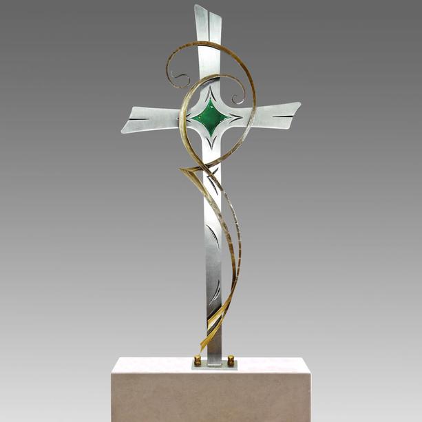Auergewhnliches Grabkreuz - Edelstahl, Bronze & Glas - Spero