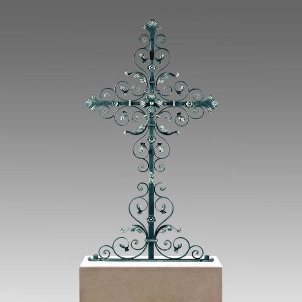 Schnes Grabkreuz aus Metall mit Blten - Adamo