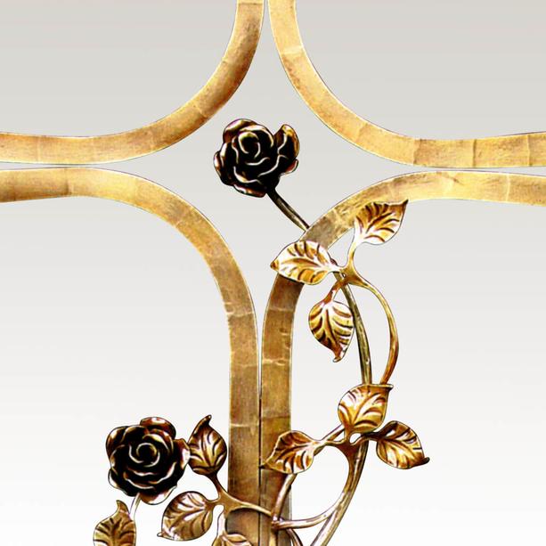 Romantisches Grabkreuz aus Metall mit Rosenranke - Calabria