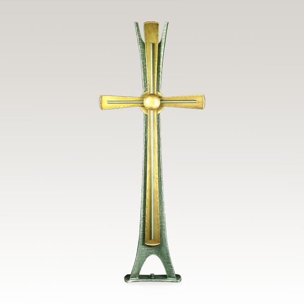 Modernes Schmiedeeisen Grabkreuz mit Bronze - Leatus