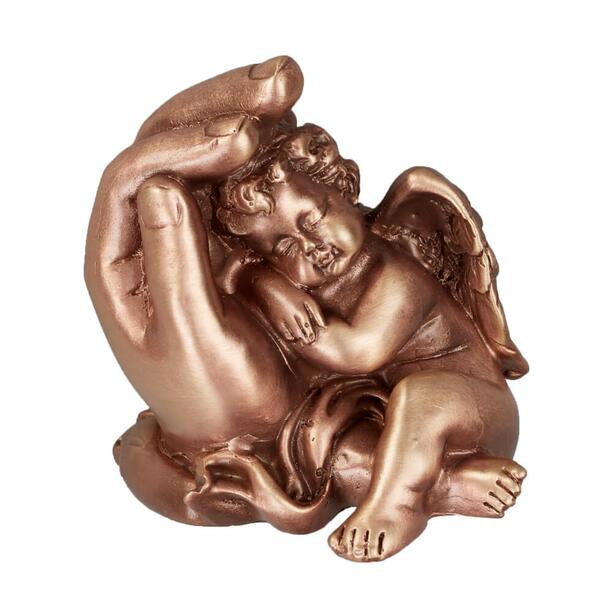 Bronze Engel schläft in Hand - Engel in Hand