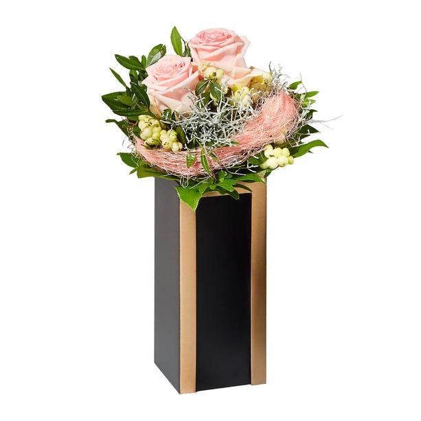 Elegante Blumenvase fr das Grab - eckig - Palmo / Bronze dunkelbraun/braun