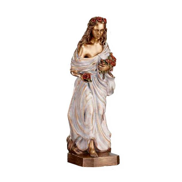 Bronze Madonna mit Rosen und Sockel - Madonna Rosa / 45cm Hhe / Bronze handbemalt