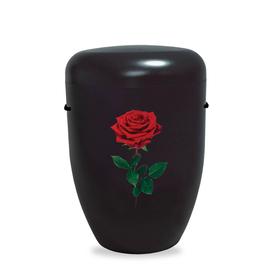 Schwarze Naturfaser Urne mit Rose - Rose