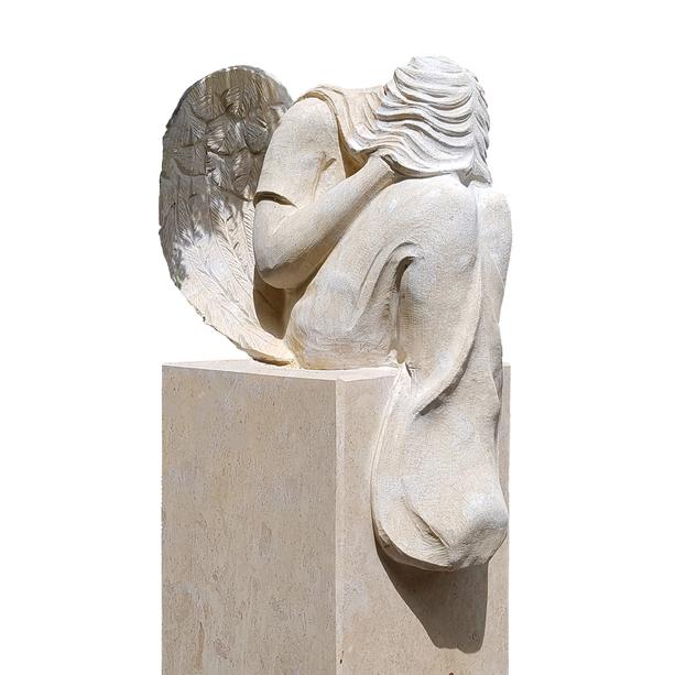 Grabstele Kalkstein mit Engel Bildhauer - Leonie