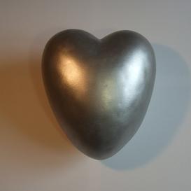 Stilvolle Herz Tonurne in Silber kologisch abbaubar -...