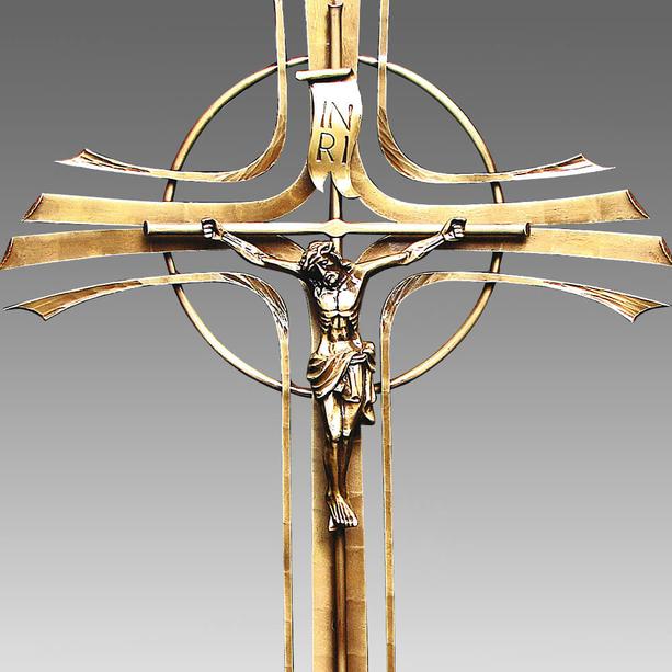 Grabkreuz mit Jesus Figur - Schmiedebronze - Umbra