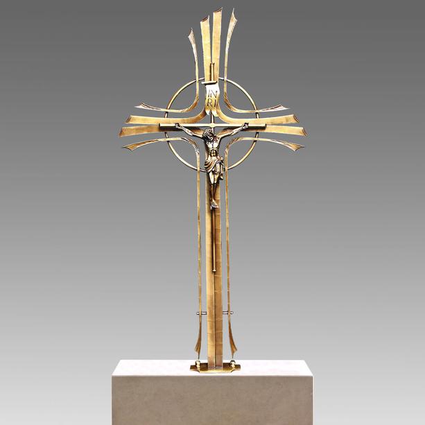 Grabkreuz mit Jesus Figur - Schmiedebronze - Umbra