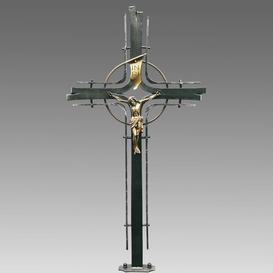Grabkreuz aus Schmiedeeisen mit Bronze Christus - Laudanda