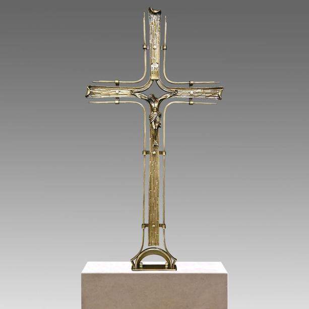 Grabkreuz mit Jesus aus Schmiedebronze - Riziero