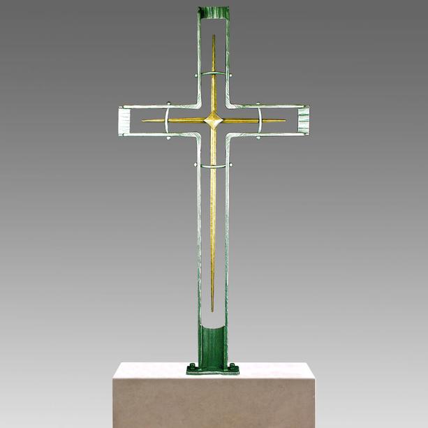 Schmiedeeisen Grabkreuz mit Bronze kombiniert - modern - Lovis