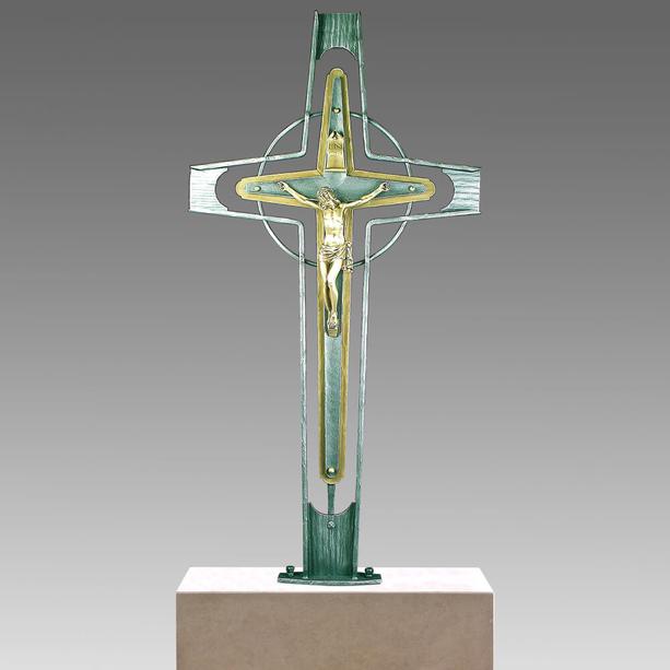Schmiedeeisen Grabkreuz mit Jesus Bronze - Rurik