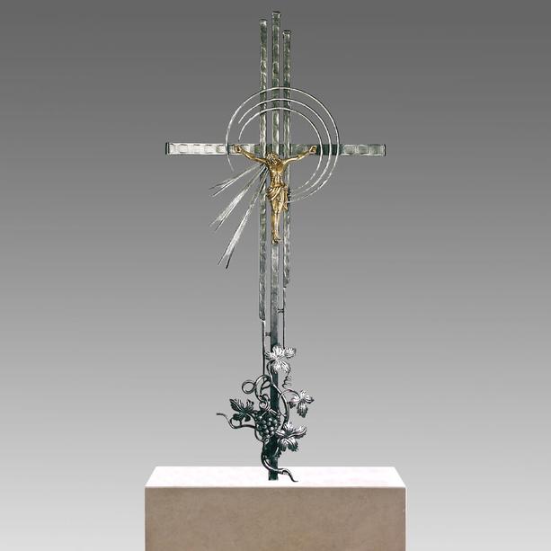 Grabkreuz aus Schmiedeeisen mit Jesus & Weinrebe - Valeo