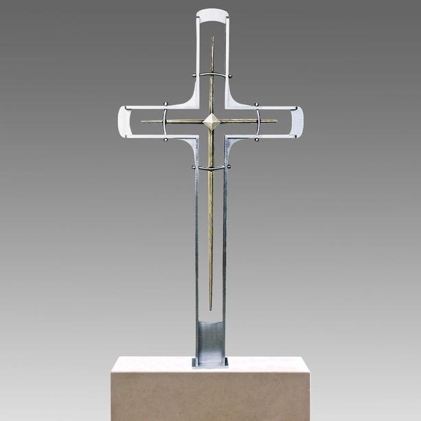 Elegantes Grabkreuz aus Edelstahl & Bronze - Danko