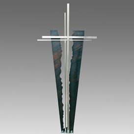 Grabkreuz aus Edelstahl mit bemalter Rckwand - Nesto
