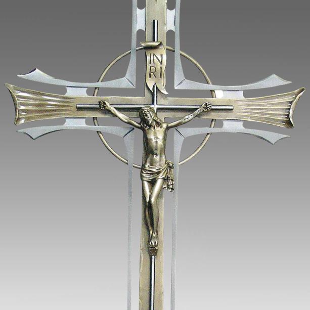 Grabkreuz aus Metall & Bronze - Jesus Figur - Matribus