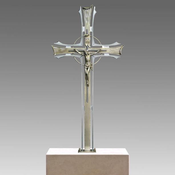 Grabkreuz aus Metall & Bronze - Jesus Figur - Matribus