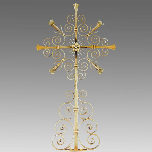 Kunstvolles Metall Grabkreuz mit Ähren - Nando