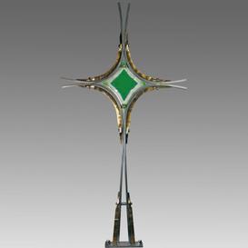 Modernes Grabkreuz aus Edelstahl, Bronze & Glas - Onorato