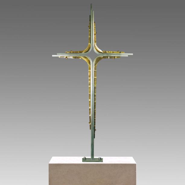 Schlichtes Grabkreuz aus Edelstahl & Bronze - Orsino