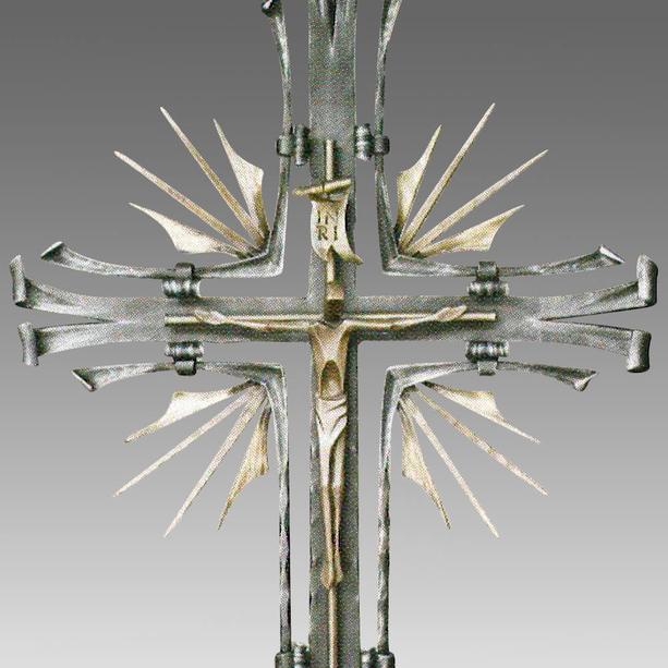 Grabkreuz mit Jesus Figur - modern - Metall - Salvo