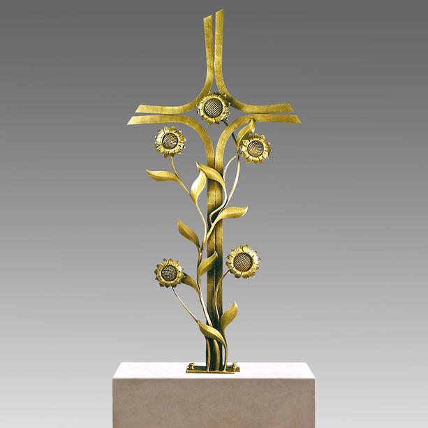Metall Grabkreuz mit Sonnenblumen - Tatius