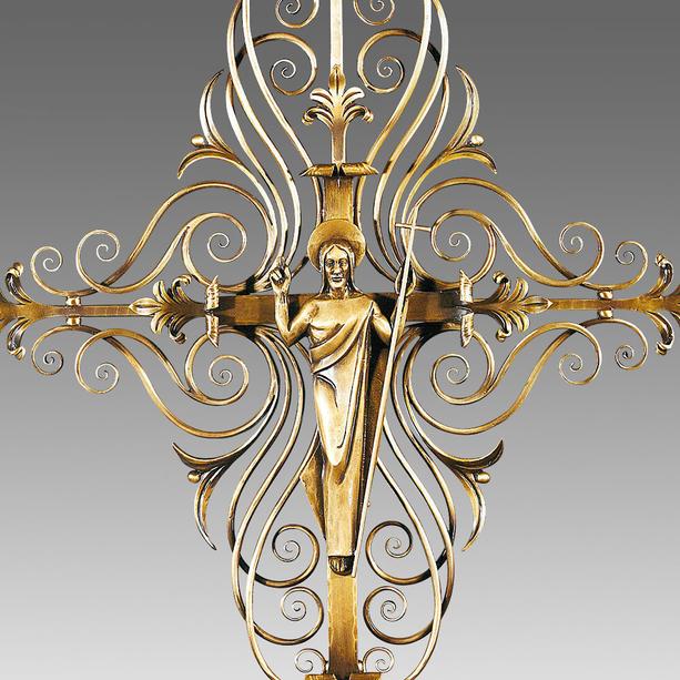 Kunstvolles Metall Grabkreuz mit Jesus Figur - Torquato
