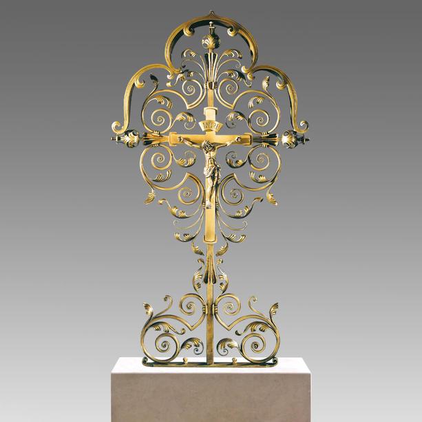 Kunstvolles Grabkreuz aus Metall mit Jesus - Vanozza