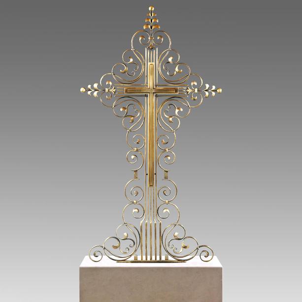 Kunstvolles Metall Grabkreuz mit Bronze Kreuz - Verio