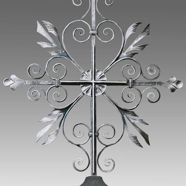 Kunstvolles Grabkreuz aus Metall mit Schrifttafel - Veselko