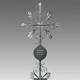 Kunstvolles Grabkreuz aus Metall mit Schrifttafel - Veselko