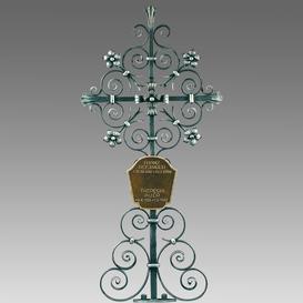 Metall Grabkreuz mit Ornamenten & Schrifttafel - Zorika