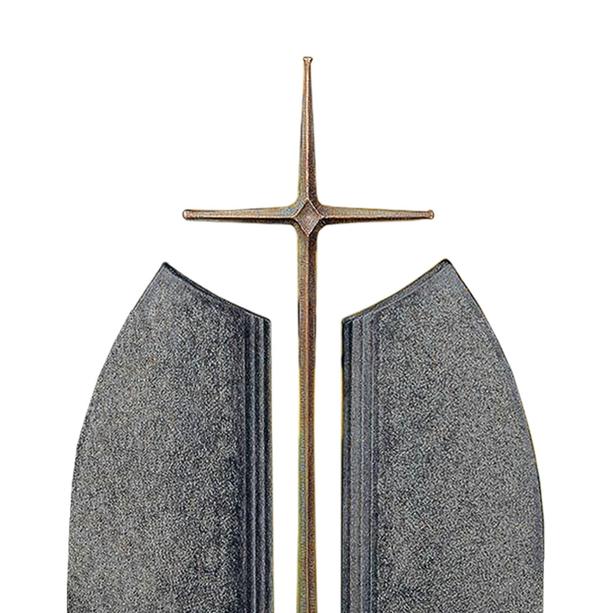 Urnengrabstein Granit Impala mit Bronze Grabkreuz - Ephraim Blanco