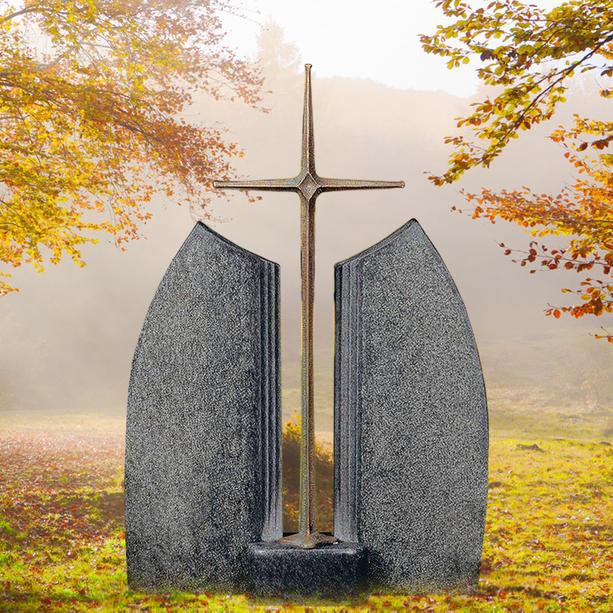 Grabstein Granit Impala mit Bronze Grabkreuz - Ephraim Blanco