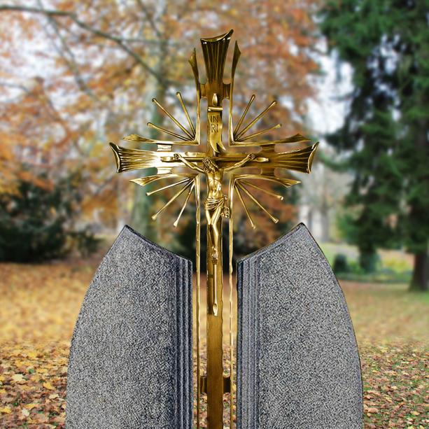 Bronze Grabkreuz mit Doppelgrabstein Granit Impala - Ephraim Lucca