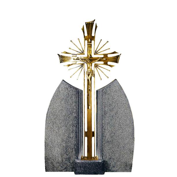 Bronze Grabkreuz mit Doppelgrabstein Granit Impala - Ephraim Lucca
