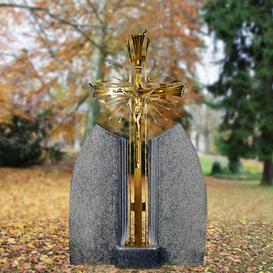 Bronze Grabkreuz mit Doppelgrabstein Granit Impala -...