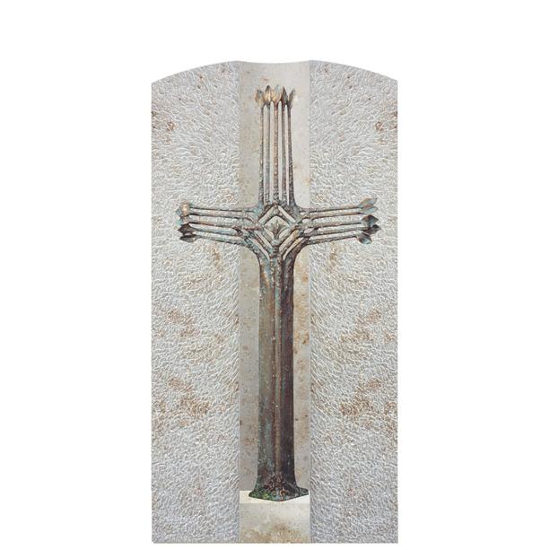 Urnengrabstein mit Bronze Grabkreuz modern - Crociato Facile