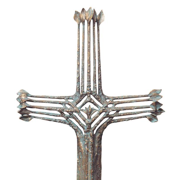 Einzelgrabstein mit Bronze Grabkreuz modern - Crociato Facile