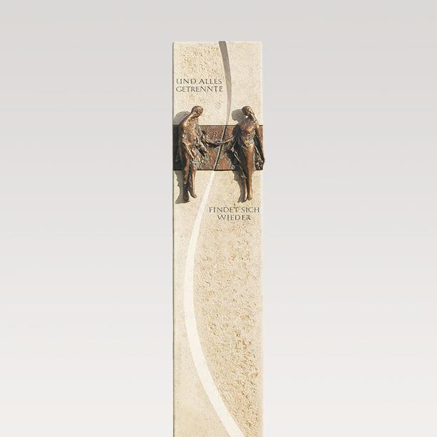 Urnengrab Stele in Kalkstein & Bronze Ornament - Ameta