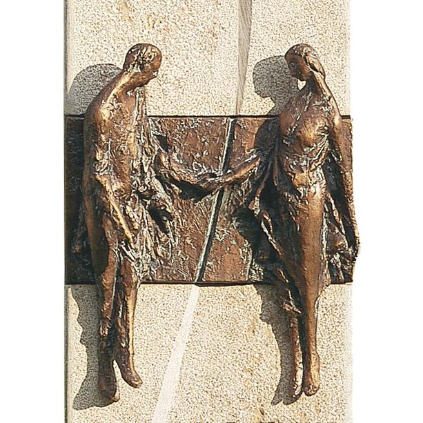 Doppelgrab Stele in Kalkstein & Bronze Ornament - Ameta
