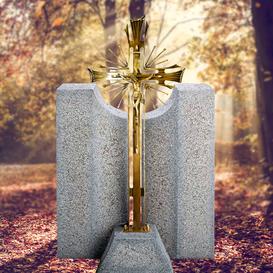 Grabdenkmal aus Granit mit Bronze Grabkreuz - Einzelgrab...