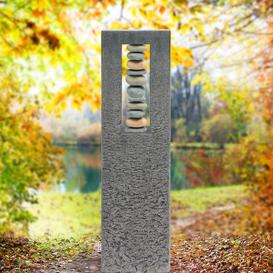 Granit Grabstein Stele Einzelgrab mit Kieselsteinen -...