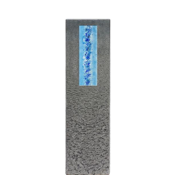 Granit Grabstein Stele Urnengrab mit Glaseinsatz - Celenta Aqua