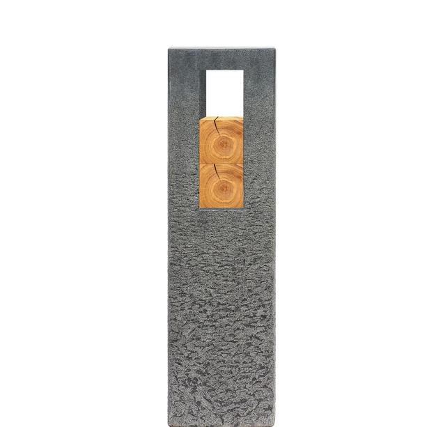 Granit Grabstein Stele Urnengrab mit Holz - Celenta Legno
