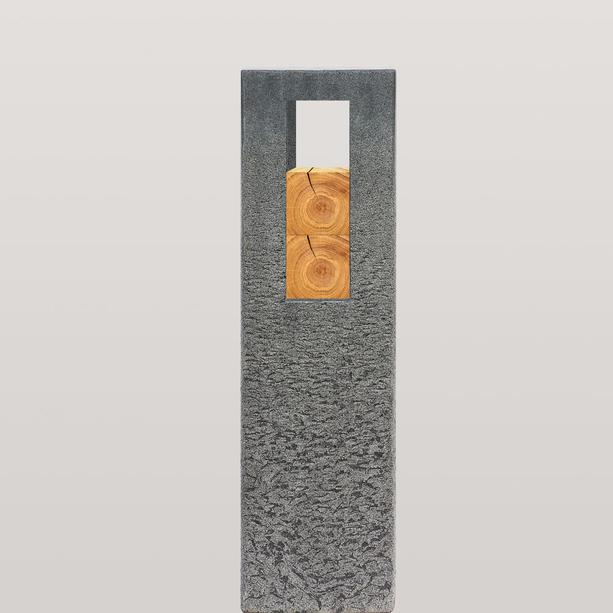 Granit Grabstein Stele Einzelgrab mit Holz - Celenta Legno