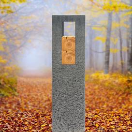 Granit Grabstein Stele Einzelgrab mit Holz - Celenta Legno