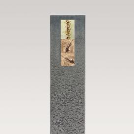 Granit Doppelgrabstein mit Holz & Glas Dekor - Celenta...