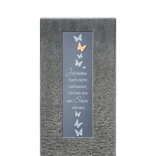 Granit Urnengrabmal mit Bronze Schrifttafel & Schmetterling - Celenta Lepi