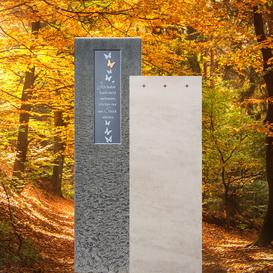 Kalkstein & Granit Urnengrabstein mit Bronze Tafel -...